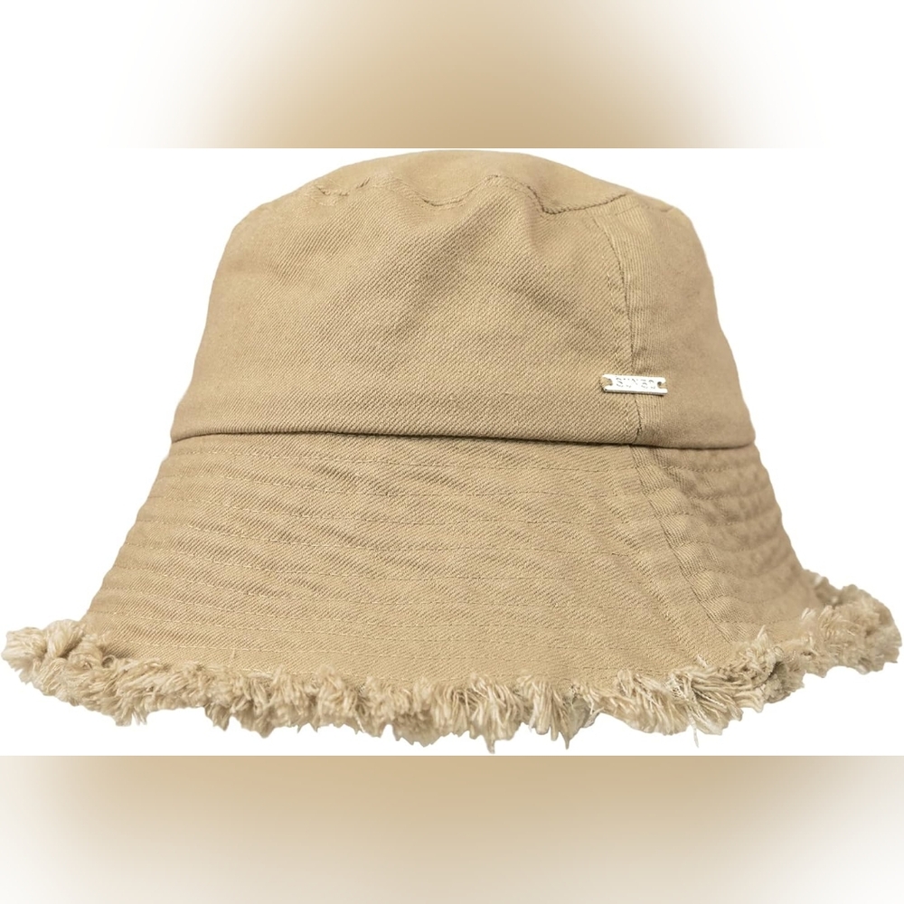 NEW! SUN50 Frayed Edge Denim Bucket Hat Sand Khaki Chino IVORY - Picture 9 of 9